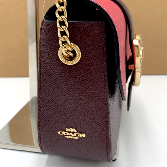 COACH Womens Gemma Crossbody In Colorblock Leather Color: Strawberry Haze/Cranb - Picture 7 of 16